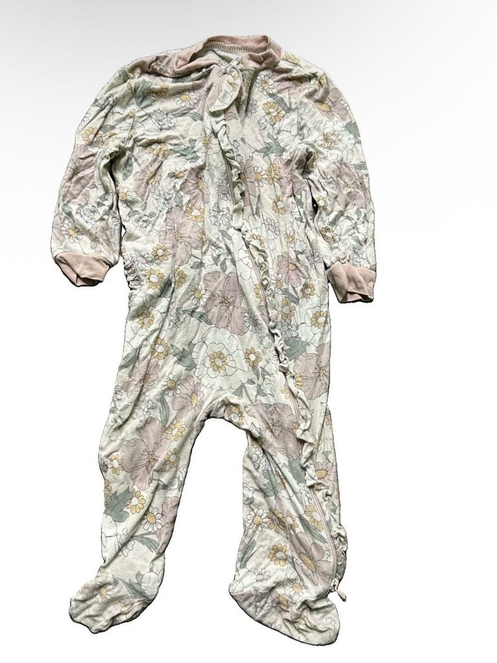 Baby Girl Milkberry Floral Footie Pajamas 2 Way Zipper Size 6-9 Months